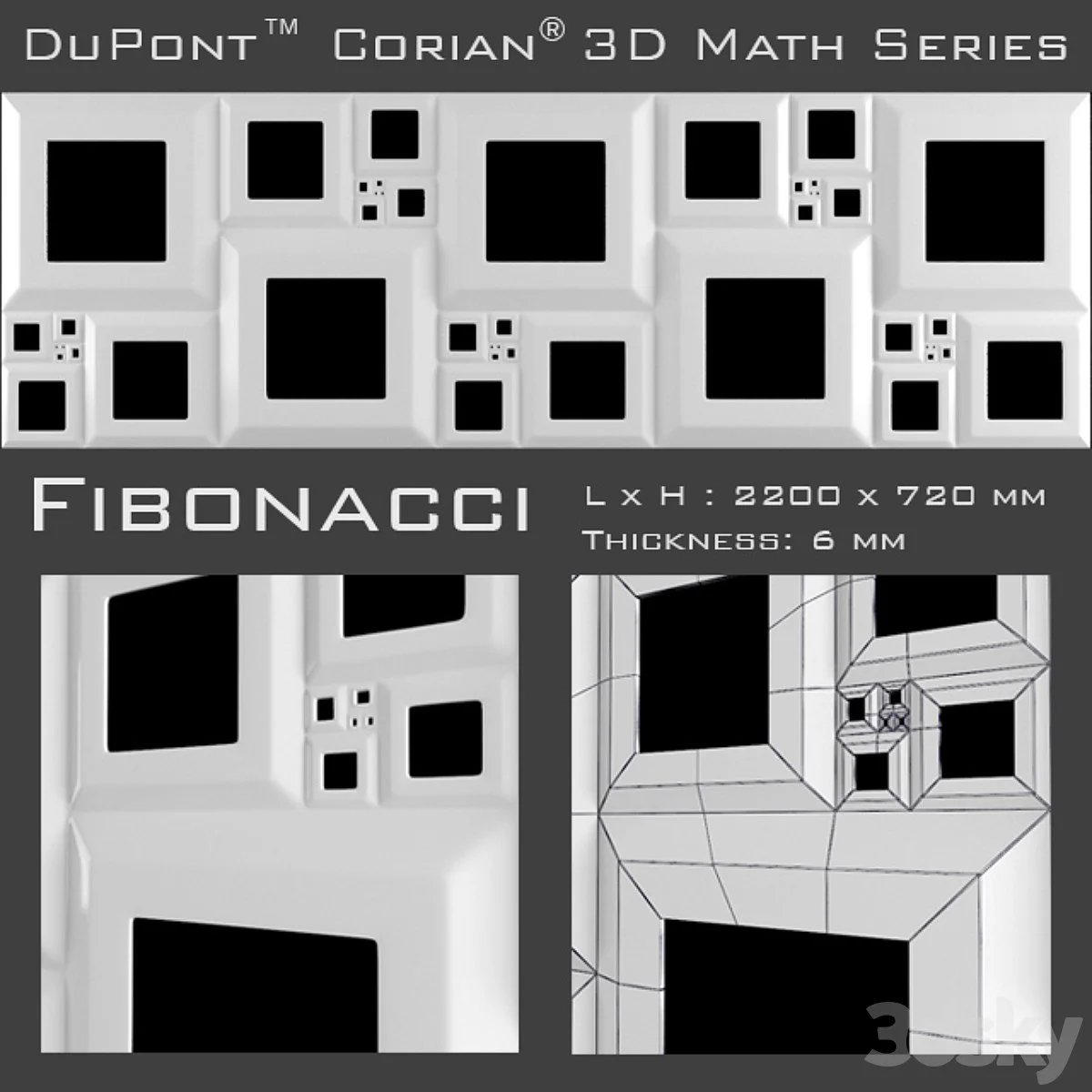 3D Panel Corian Fibonacci